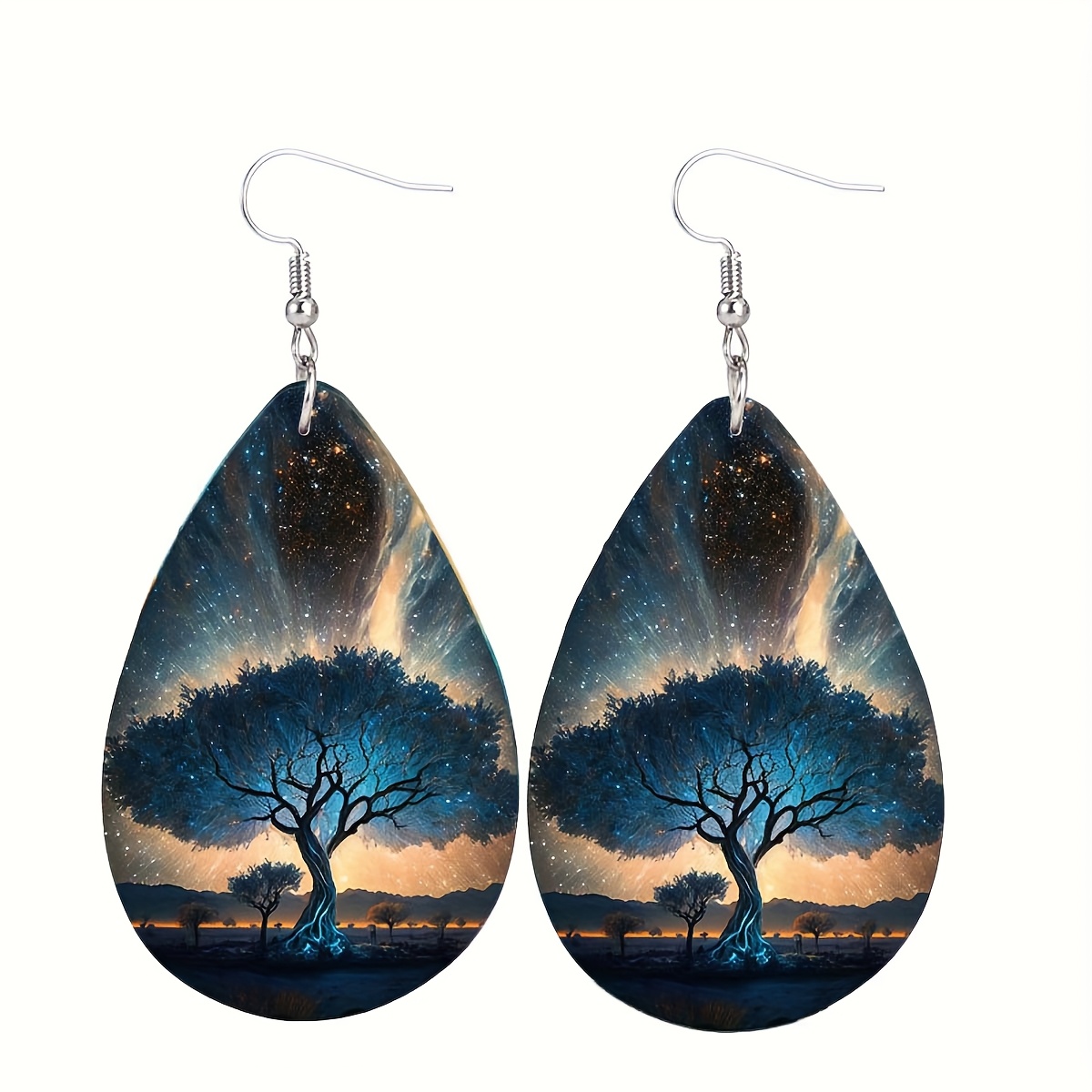 Women's Abstract Pattern Wooden Long Earrings, Gift